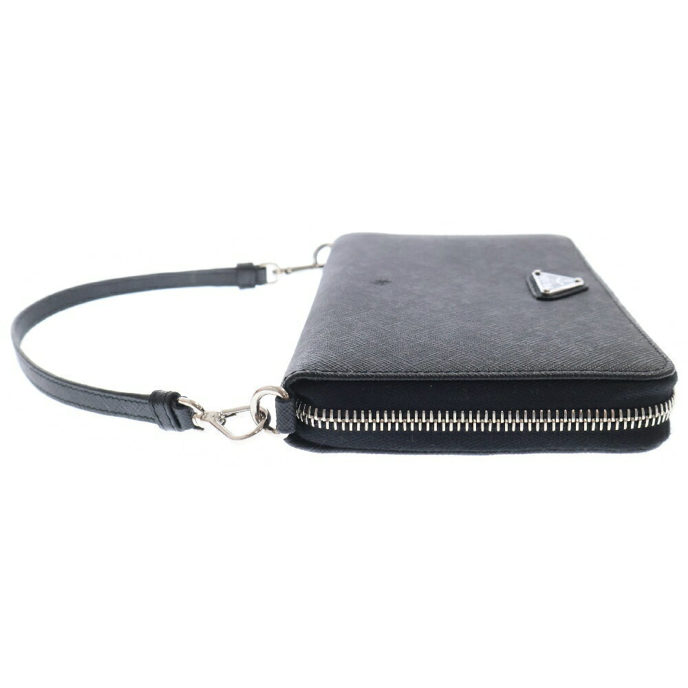 Prada Document Long Saffiano Wallet Black Holder Triangle - Picture 3 of 5